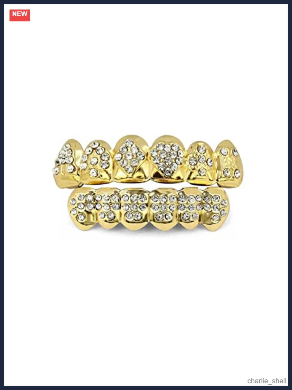 18K Gold Plated Brass Dental Grills with Cubic Zirconia Hip Hop Cosplay